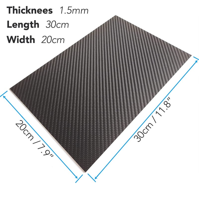 cncarbonfiber 1.5mm 200x300mm 100% Carbon Fiber Sheet Laminate Board Plate Panel 3K Twill Matte Finish - Image 2